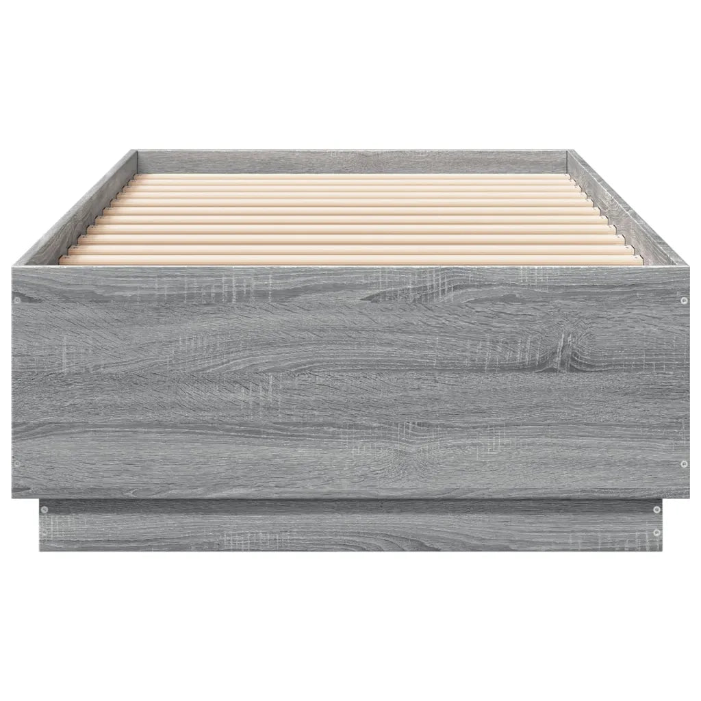 Letto singolo | Letto per adulti | Giroletto Luci LED Grigio Sonoma 100x200cm in Legno Multistrato