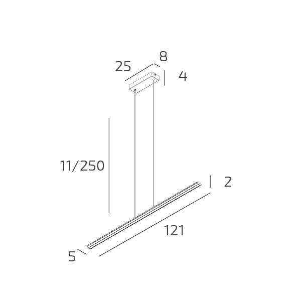 MALIKA SOSPENSIONE 120 CM BIANCO LED CCT SWITCH 3000/4000/6000°K 42W 5219-5416LM CRI 90