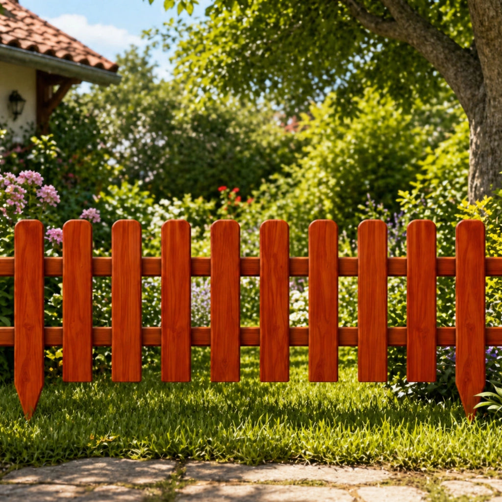 Staccionata In Legno Da Esterno Recinzione Per Giardino Terrazzo E Aiuole Barriera Decorativa Rustica Resistente Agli Agenti Atmosferici Facile Da Installare 120 x 45 Cm Legno Scuro
