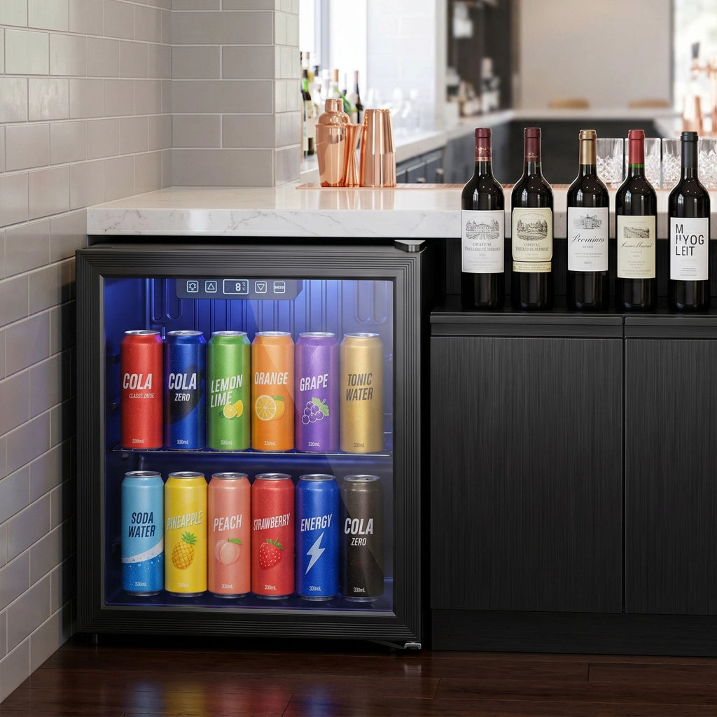 Frigorifero per bevande 50L ¨C Xylo ¨C porta doppio vetro, LED, nero