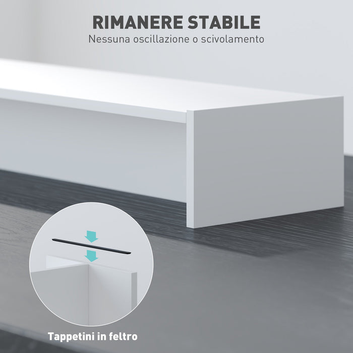 Supporto per Monitor 3 Vani 100x27x15 cm in Legno Bianco