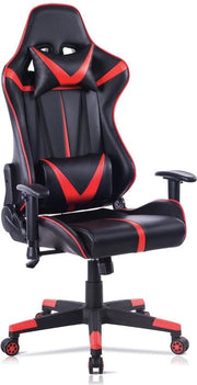 Sedia da Gioco Derby con Pelle Finta - Con schienale e schienale laterale - Regolabile in altezza - Ergonomica - Rosso/Nero