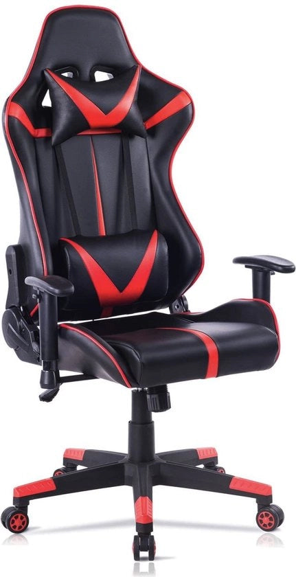 Sedia da Gioco Derby con Pelle Finta - Con schienale e schienale laterale - Regolabile in altezza - Ergonomica - Rosso/Nero