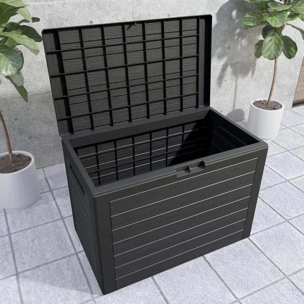 ® Baule da Giardino Lille 190 L Effetto Legno Orgenizer Box Giocattoli 78x44x55cm Multibox Impermeabile Esterni