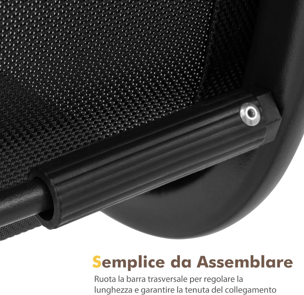 Set Tavolo e Sedie da Giardino 4 Pezzi, Tavolino in Vetro Portato 50 kg, Sedie Portata 150 kg, Panca Portata 300 kg, Set Bistro in Tessuto Textilene, per Cortile Terrazza Piscina (Nero)