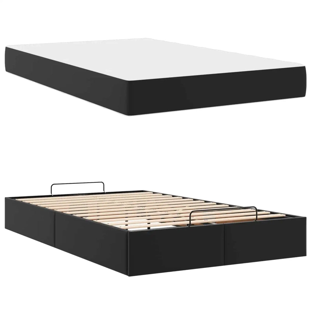 Struttura letto con materasso con materasso 2 pcs Nero PVC