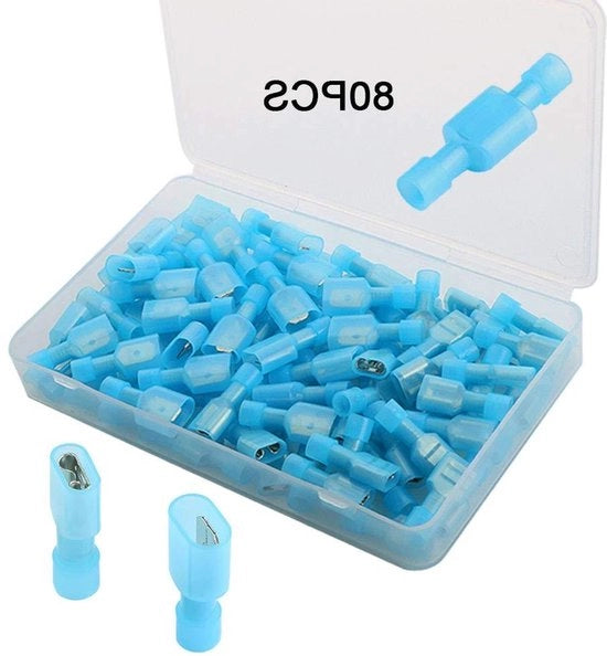 80 pezzi di connettori a filo isolati premium, terminale a compressione, connettori nylon maschili e femminili - blu (40 paia)