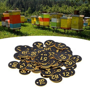 Etichette di Identificazione Ronde per Apiari - 100 Stuks - Materiale ABS - Accessorio per Apiari - Numerazione Chiara - Peso Ridotto 135g - Etichetta Identificativa