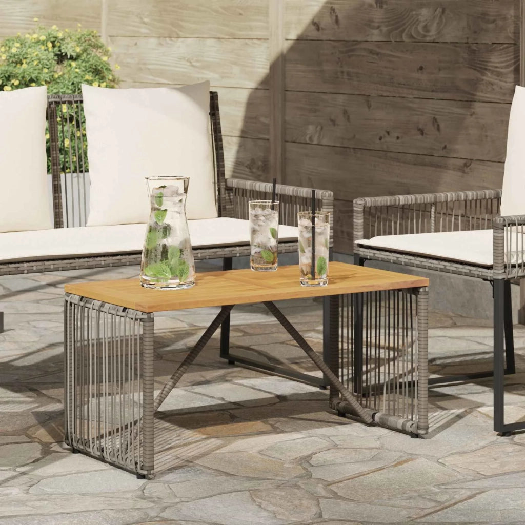 Tavolo da Esterno Grigio e Marrone 80 x 40 x 40 cm polyrattan