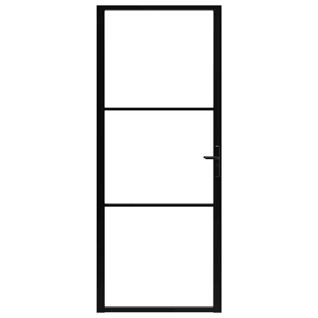 Porta da Interno ESG Vetro e Alluminio 93x201,5 cm Nera 151200