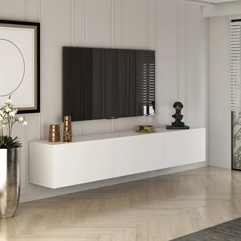 Saonara, Mobile Porta tv 3 Ante, 150x32x30h cm Bianco