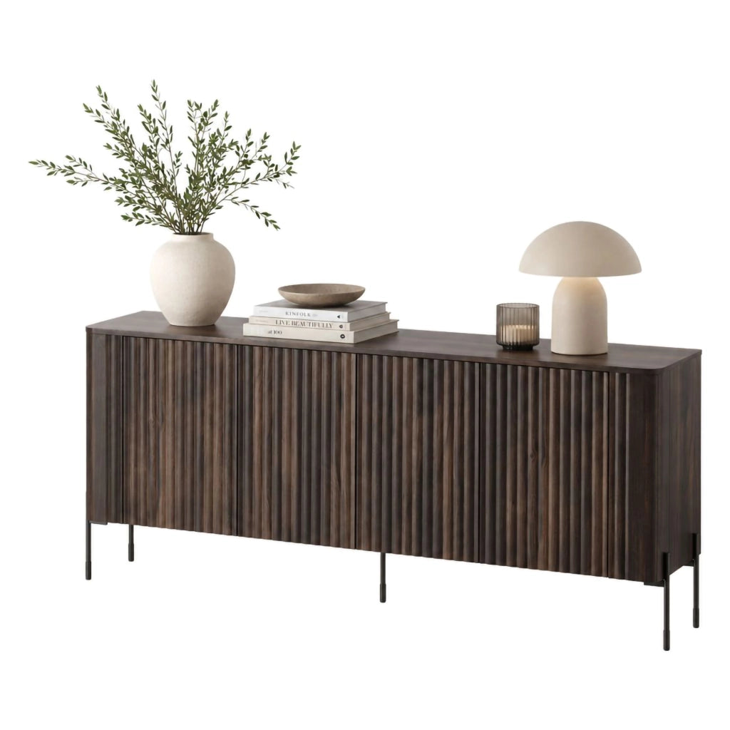 Madia Laion, Credenza 4 Ripiani, 190x40x80h cm Marrone Noce