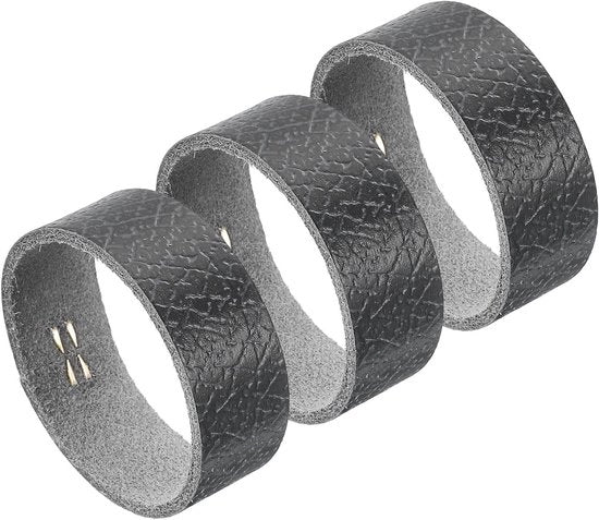Set di 3 contenitori per cinture in pelle - Grigio - 12 x 14 cm
