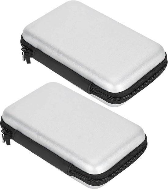 Borsa portatile per console da gioco - Tasca rigida per console da gioco - Colorazione grigio argento - 8 slot per carte da gioco - Adatto per 3DS XL e 3DS LL