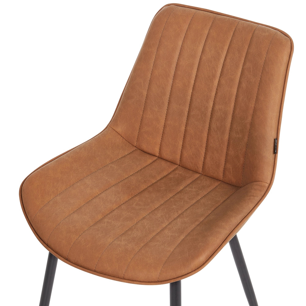 Set di 2 sedie da pranzo in ecopelle marrone con gambe in acciaio nero senza braccioli set da pranzo salotto soggiorno moderno