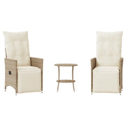 Set da Bistr¨° 3 pz | Set Salotto da Giardino con Cuscini Beige in Polyrattan