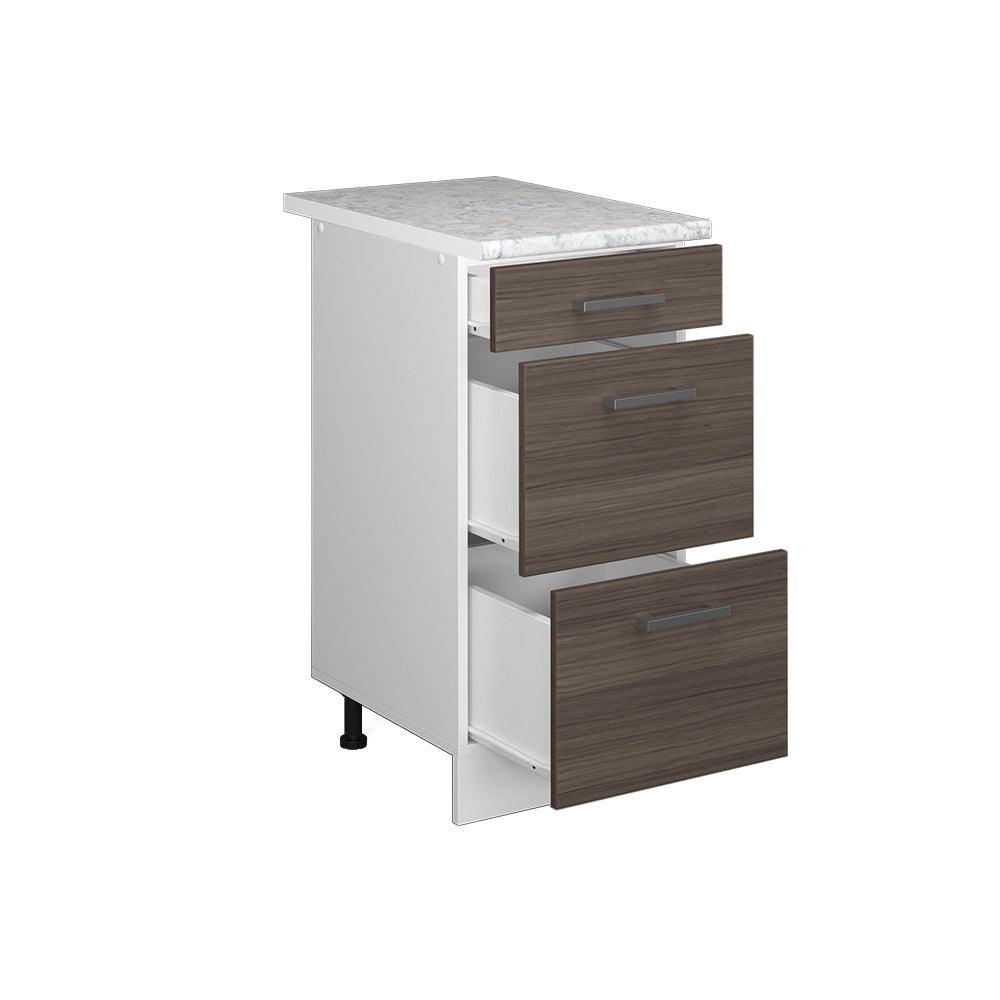Mobiletto base per cucina R-Line Grigio nobile/Bianco 40 cm con cassetti PL Marmo Vicco