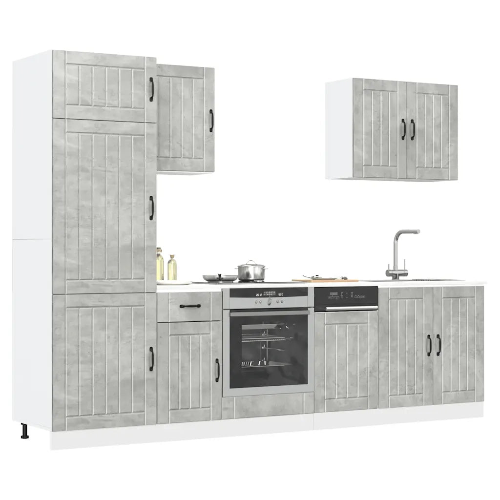 Set Mobili da Cucina 7 pz Lucca Grigio Cemento in Truciolato 3314775