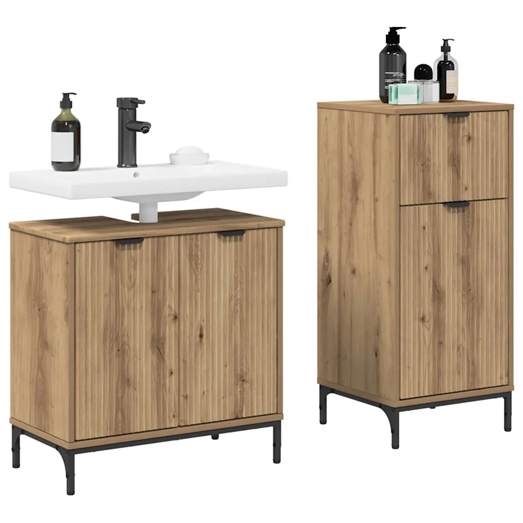 Set di mobili per il bagno con porta 2 pcs Rovere artigianale
