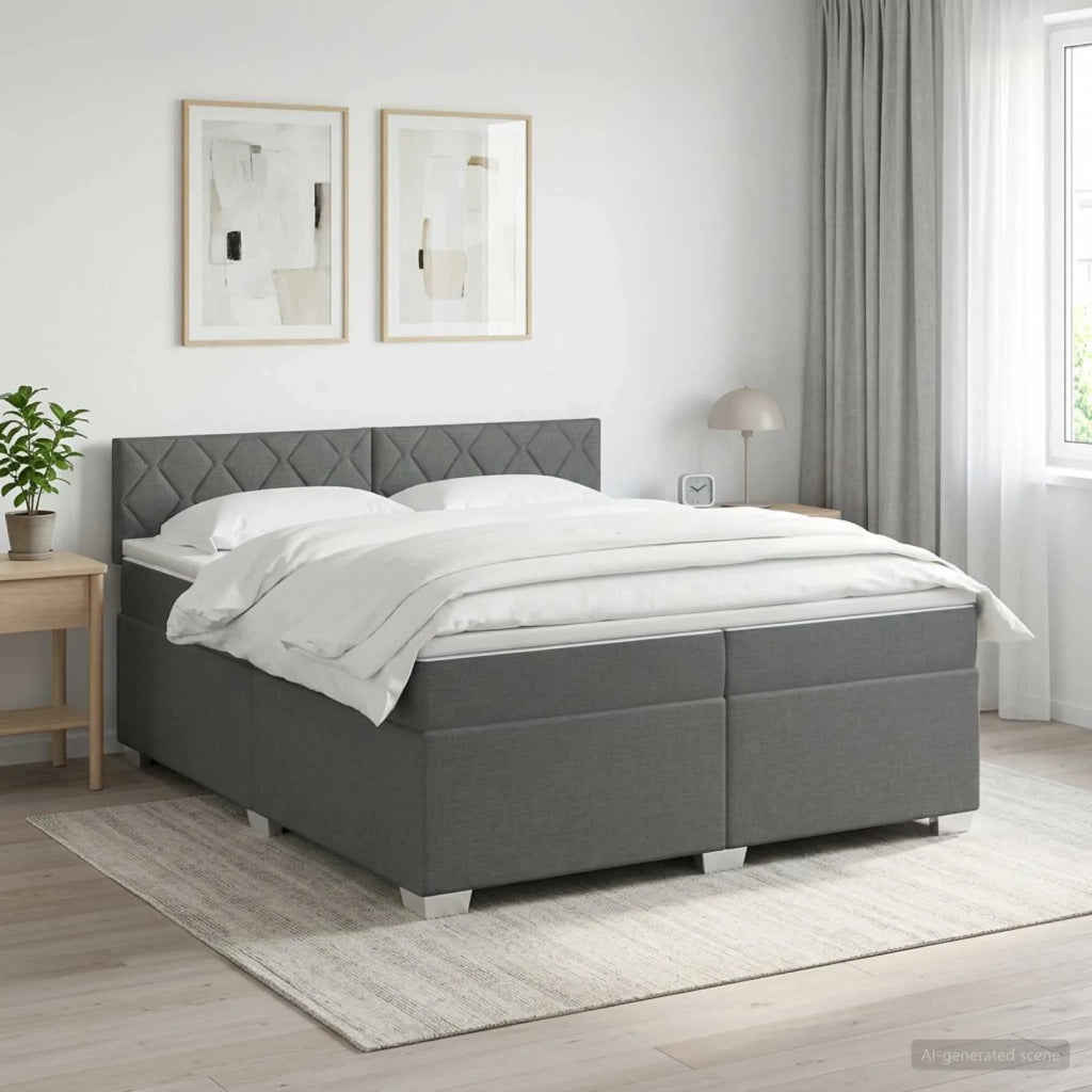 Letto con Box Spring, Materasso e LED Grigio Scuro 200 x 200 cm 3452030