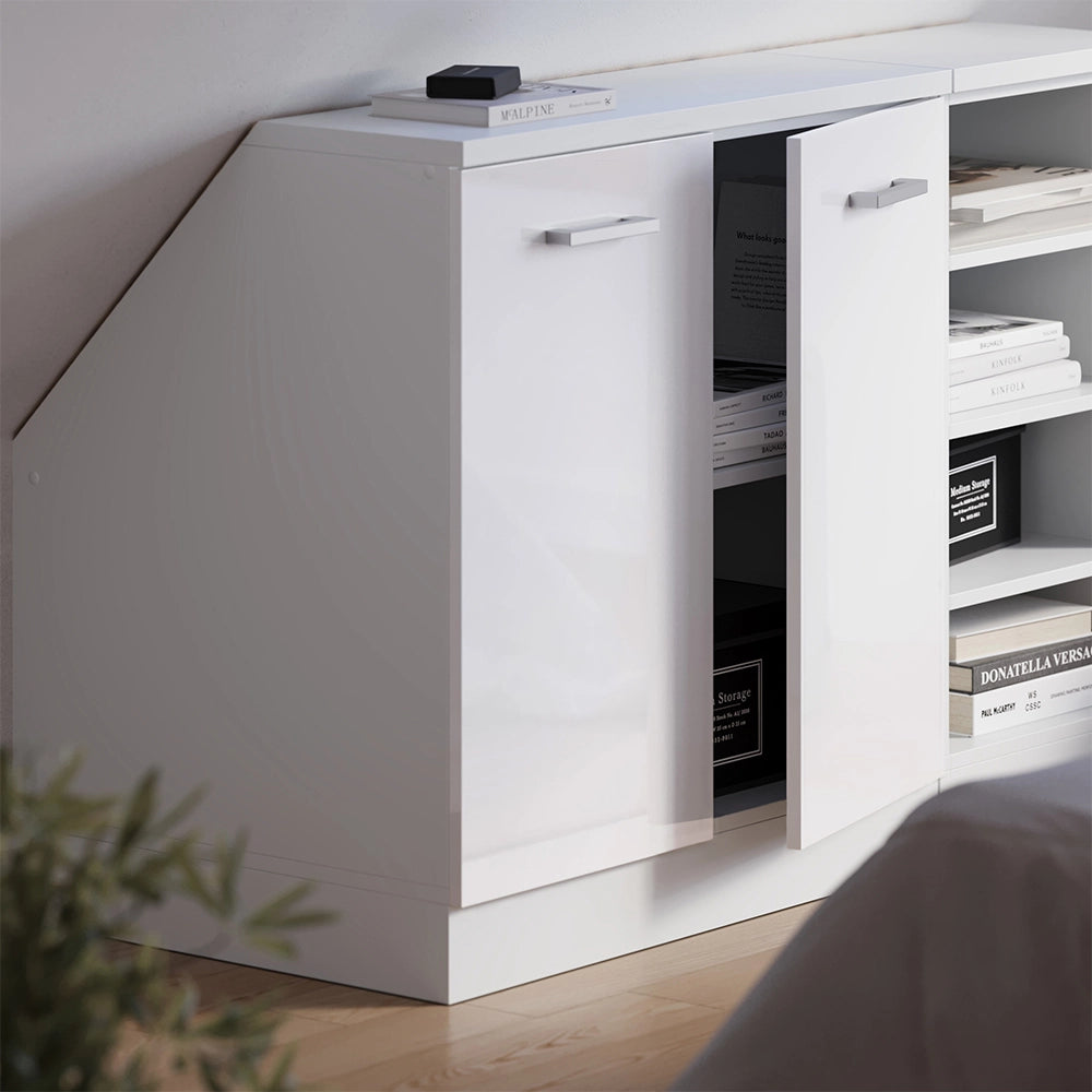 Mobile sottotetto Rion Bianco lucido/Bianco 80 x 83.8 cm con 2 porte, carcassa 60 cm profondità Vicco
