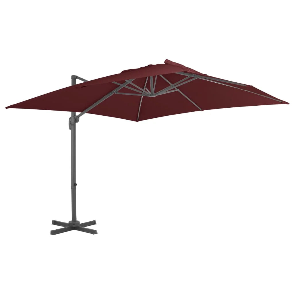 Ombrellone a braccio con palo in alluminio 400 x 300 cm rosso bordeaux 02_0008501