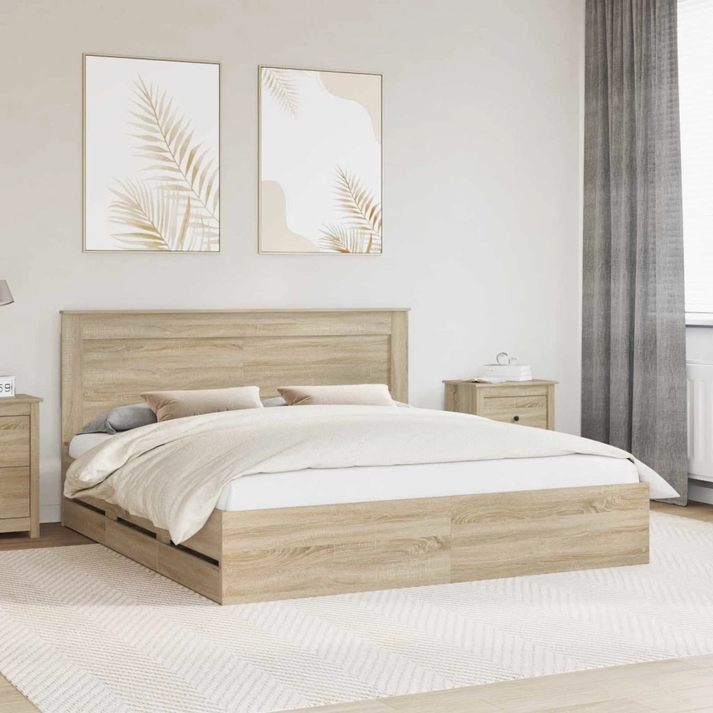 Struttura del letto con cassetto Rovere Sonoma 180 x 200 cm