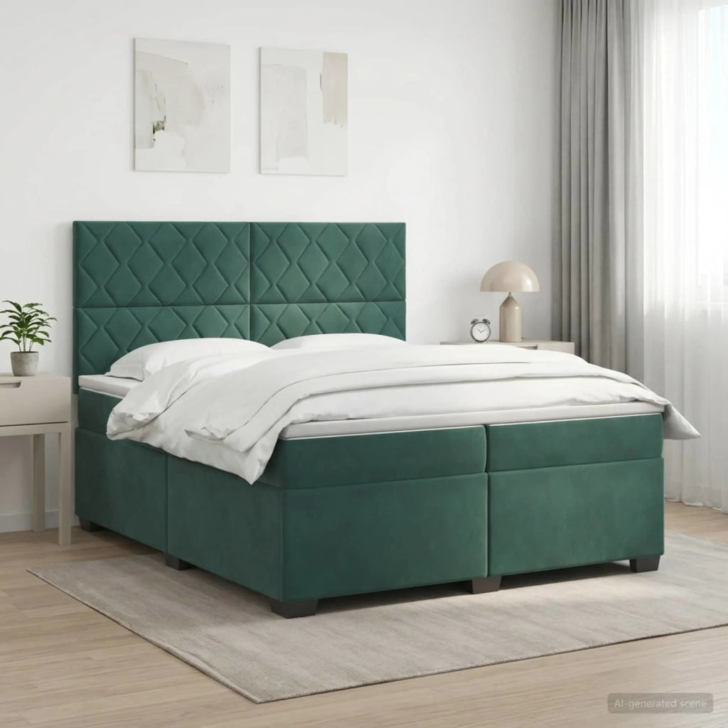 Letto box spring con materasso Verde Scuro 200 x 200 cm Velluto 3455183