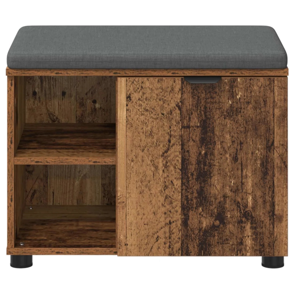 Panca per ingresso con cuscino Legno vecchio 60 x 38 x 46 cm 891502