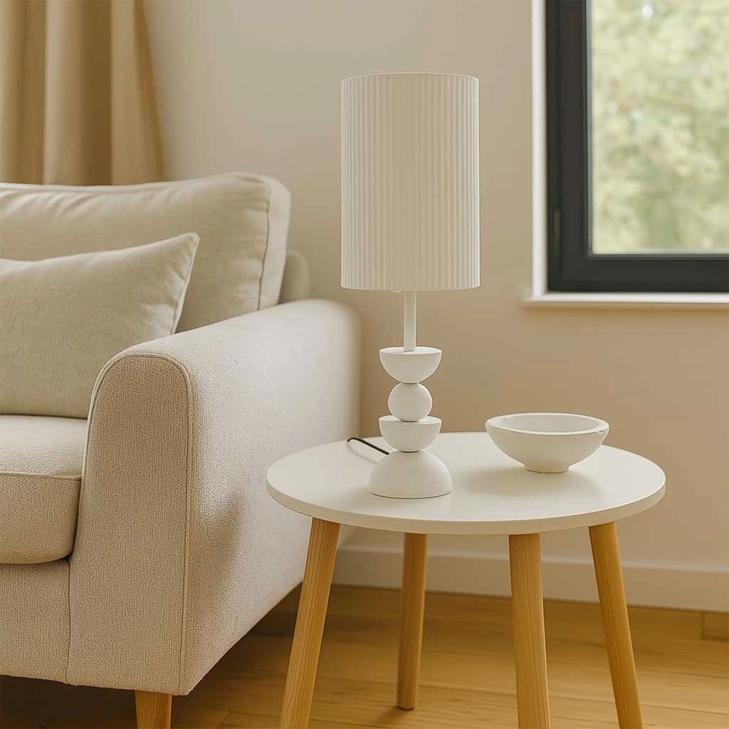 Lampada da tavolo metallo bianco 18x18x56h cm