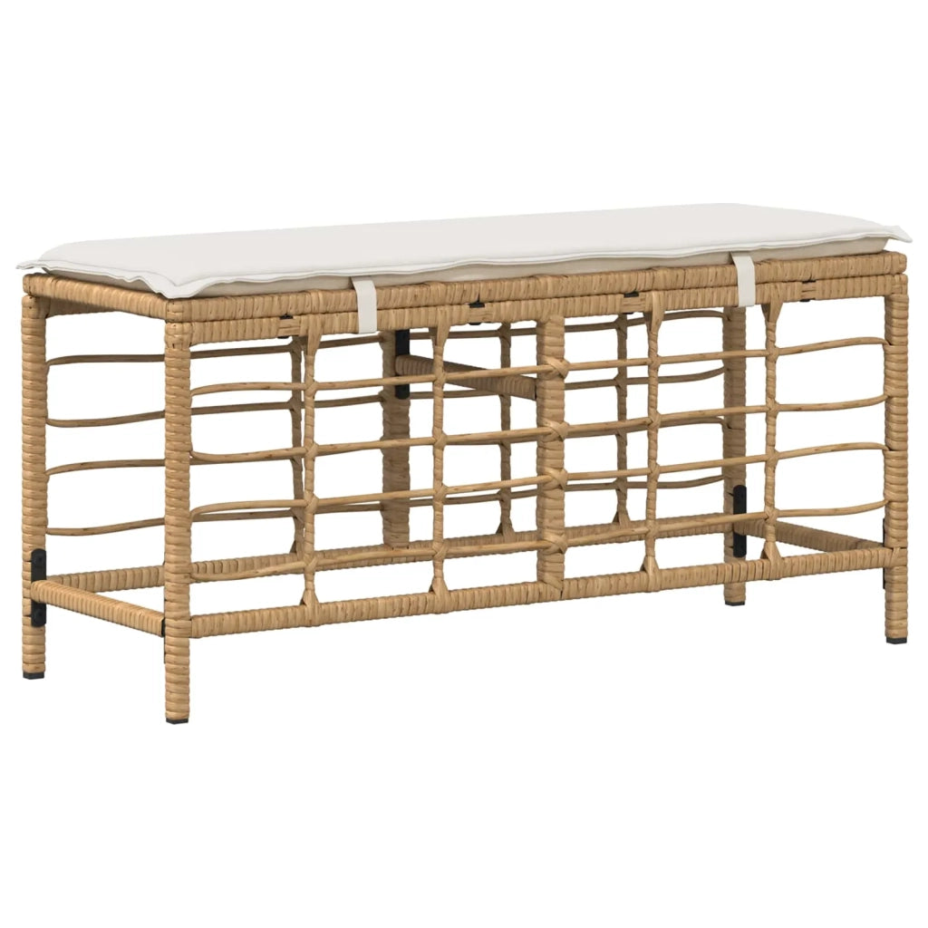 Set da Pranzo per Giardino con cuscino 3 pcs Naturale e Bianco