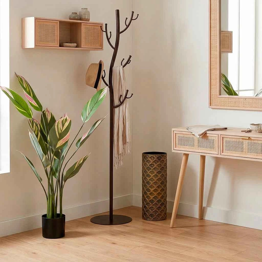 Pianta artificiale decorativa verde con 12 foglie verde 65x65x120