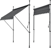 Zonwering manuale con tenda estensibile a mano, colore grigio, dimensioni 300x120 cm
