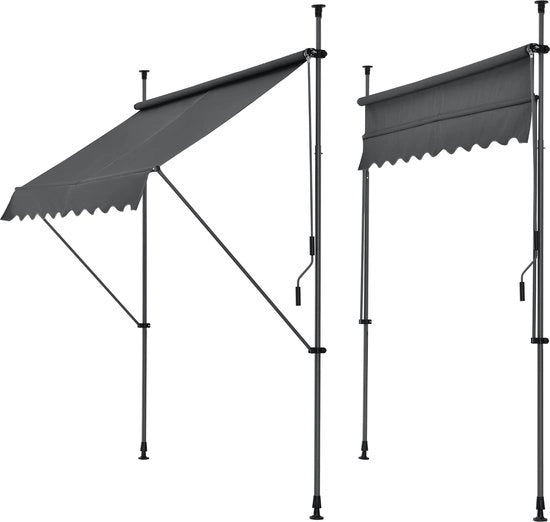 Zonwering manuale con tenda estensibile a mano, colore grigio, dimensioni 300x120 cm