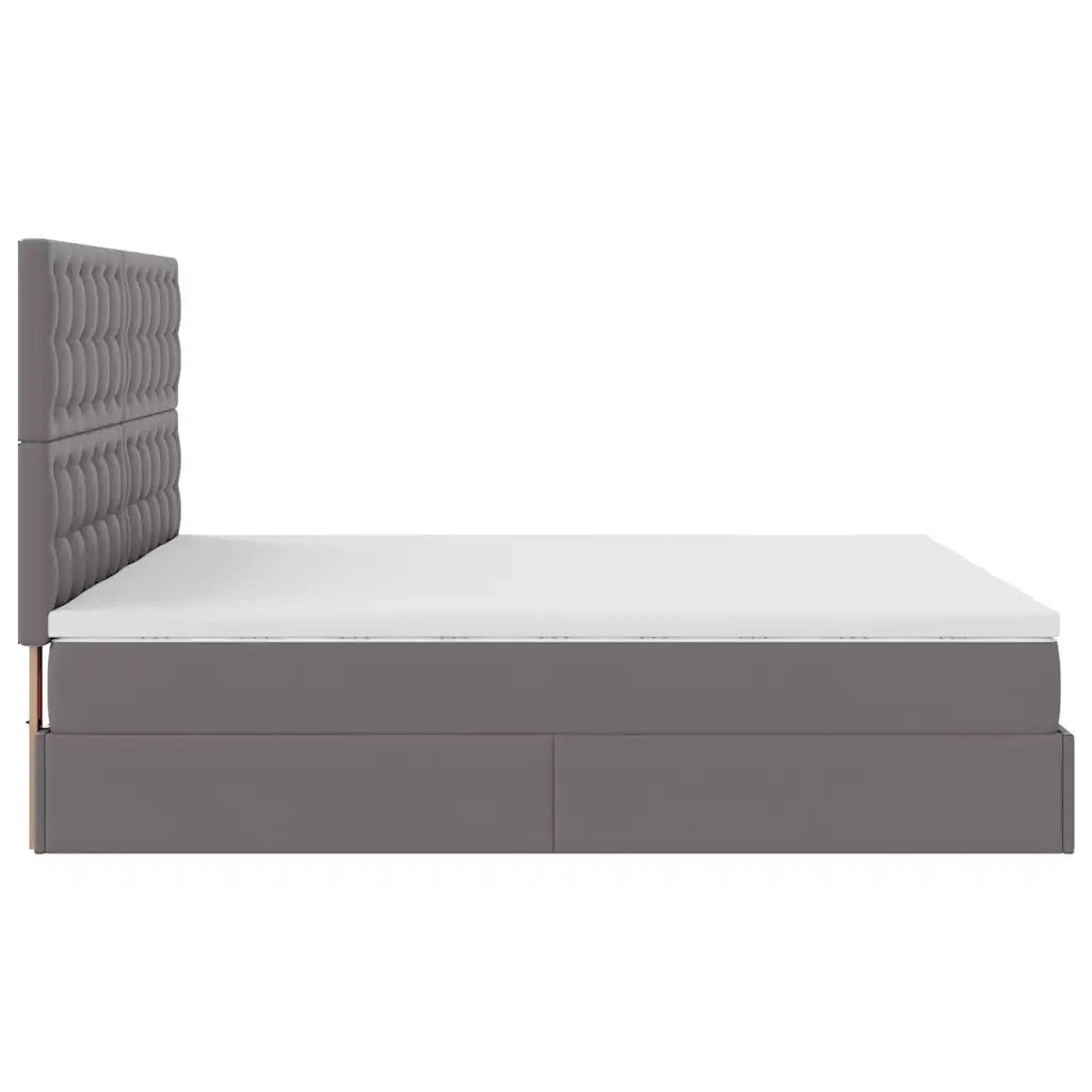 Struttura Letto Pouf con Materassi Grigio 200x200 cm Similpelle 3313662