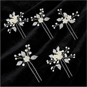 Set di Spilloni per Capelli di Lusso per Matrimonio - Set di 5 Spilloni di Accessori per Capelli per Sposa e Sposo con Perle in Argento - Decorazione per Capelli con Perle