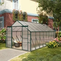 Serra da Giardino in Policarbonato, Metallo e Alluminio, Anti-UV e Antivento, 244x500x216cm, Verde