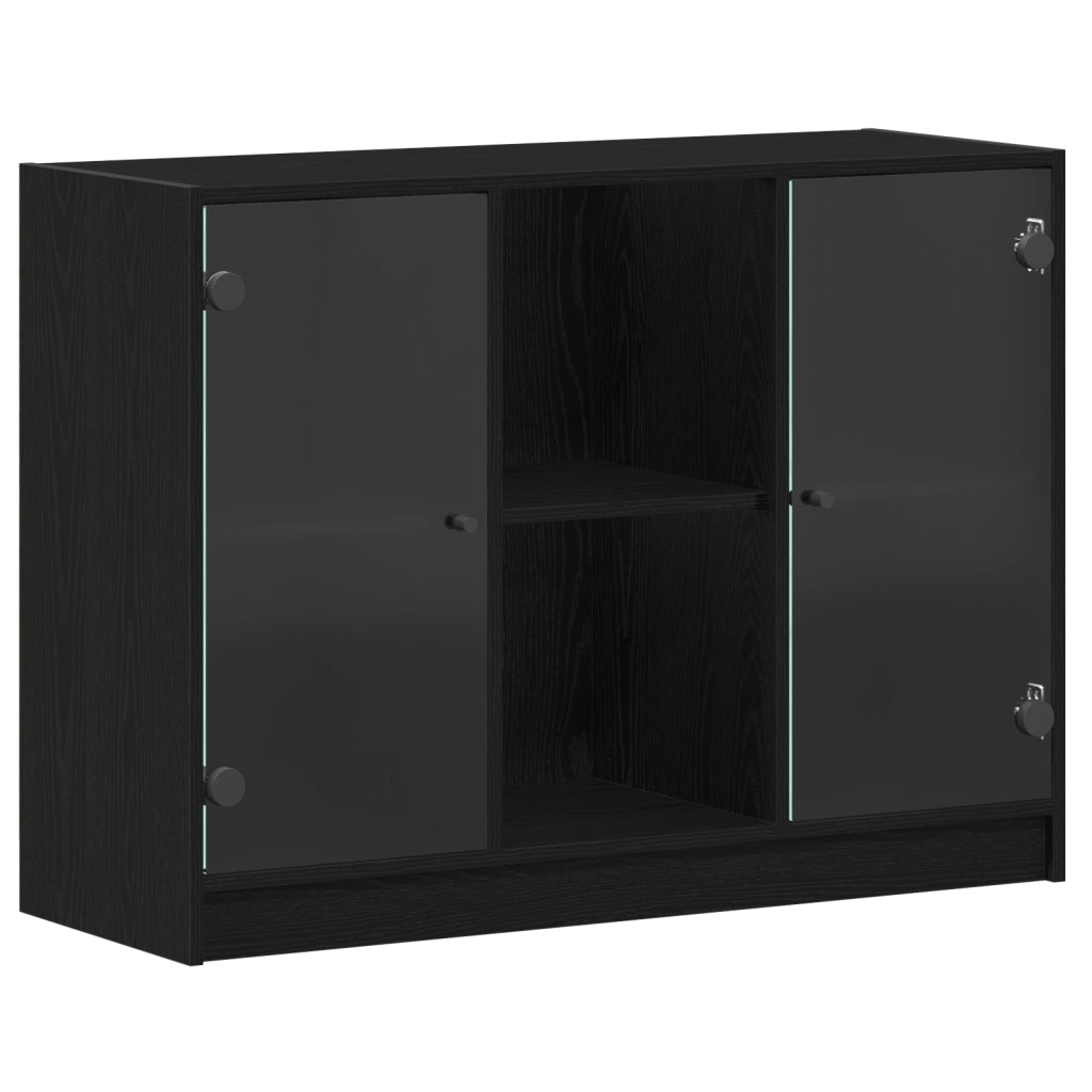 Sideboard Nero Rovere 102x37x75,5 cm Legno Ingegnerizzato