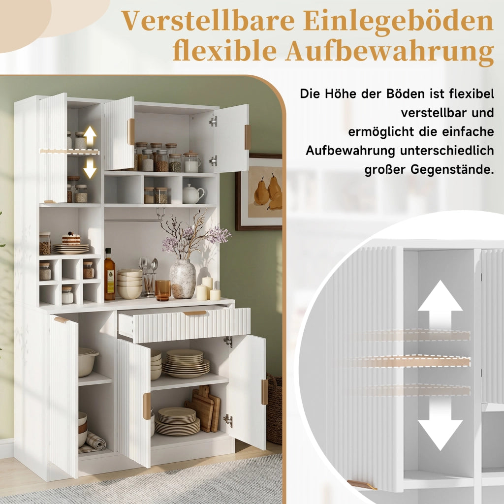 BUFFET 100x40x175 cm Bianco in truciolare con prese USB-A/USB-C e portabicchieri