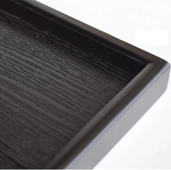 Piatto di lavoro in legno rettangolare con manico - duraturo - 1 pezzo - legno nero - 40x28 cm