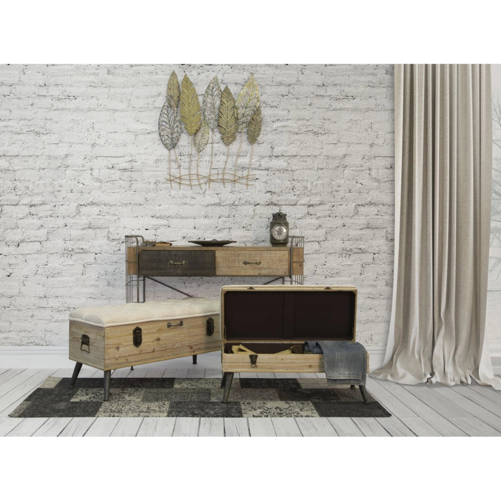 Decorazione in Metallo 3D Foglia 51, Oro, Metallo, 75x2,5x87 cm