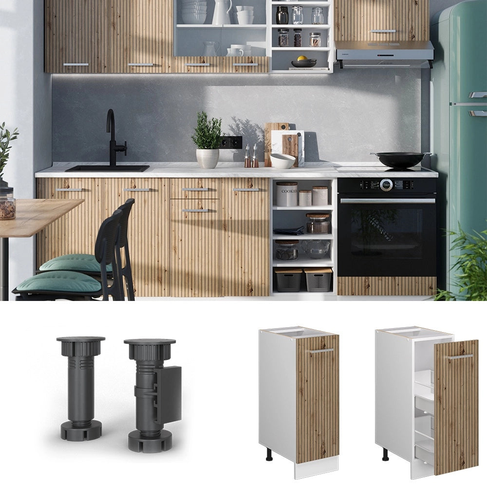 Armadio cucina dispensa alto R-Line Rovere artigianale/Bianco 30 cm, PL Rovere Vicco