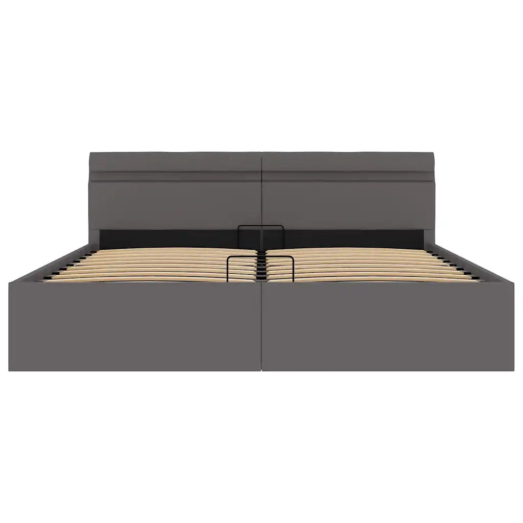 Giroletto Contenitore Idraulico LED Grigio Similpelle 160x200cm 285556
