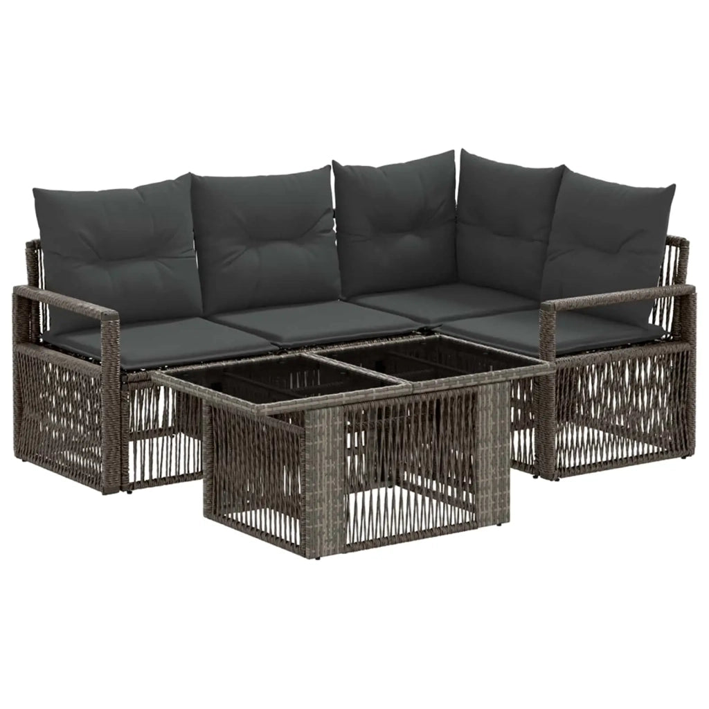 Set Divano da Giardino 5 pz Grigio e Grigio Scuro polyrattan 3437093