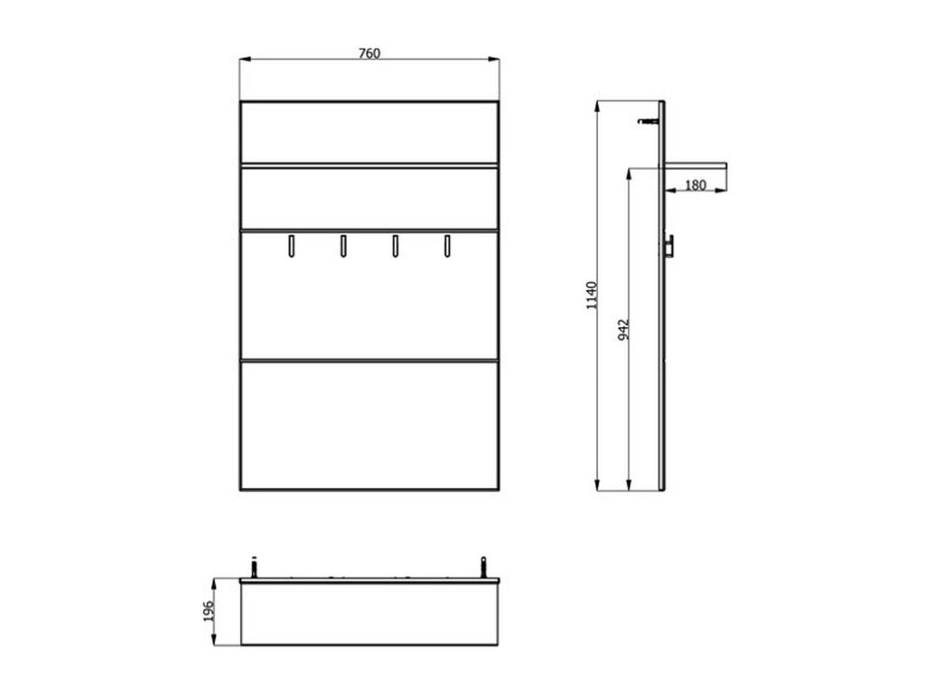 Valdemone, Mobile da Ingresso un Ripiano, 76x19.5x114h cm Bianco