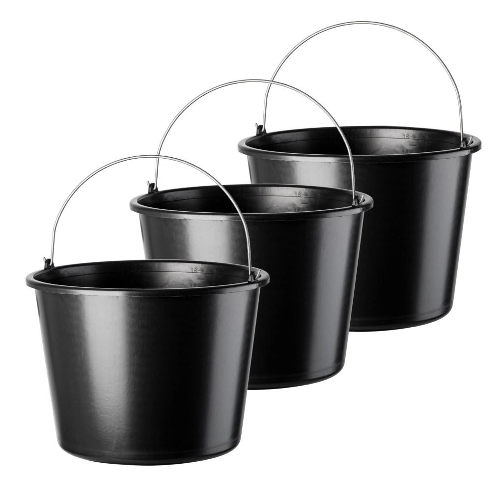 Secchio da costruzione KADAX da 16 litri, secchi in plastica resistenti per uso domestico e giardinaggio, confezione da 3 pezzi.