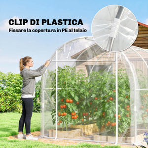 Serra a Tunnel 2x3x2 m con Porte Avvolgibili Telaio in Acciaio e Copertura in PE Anti-UV Trasparente