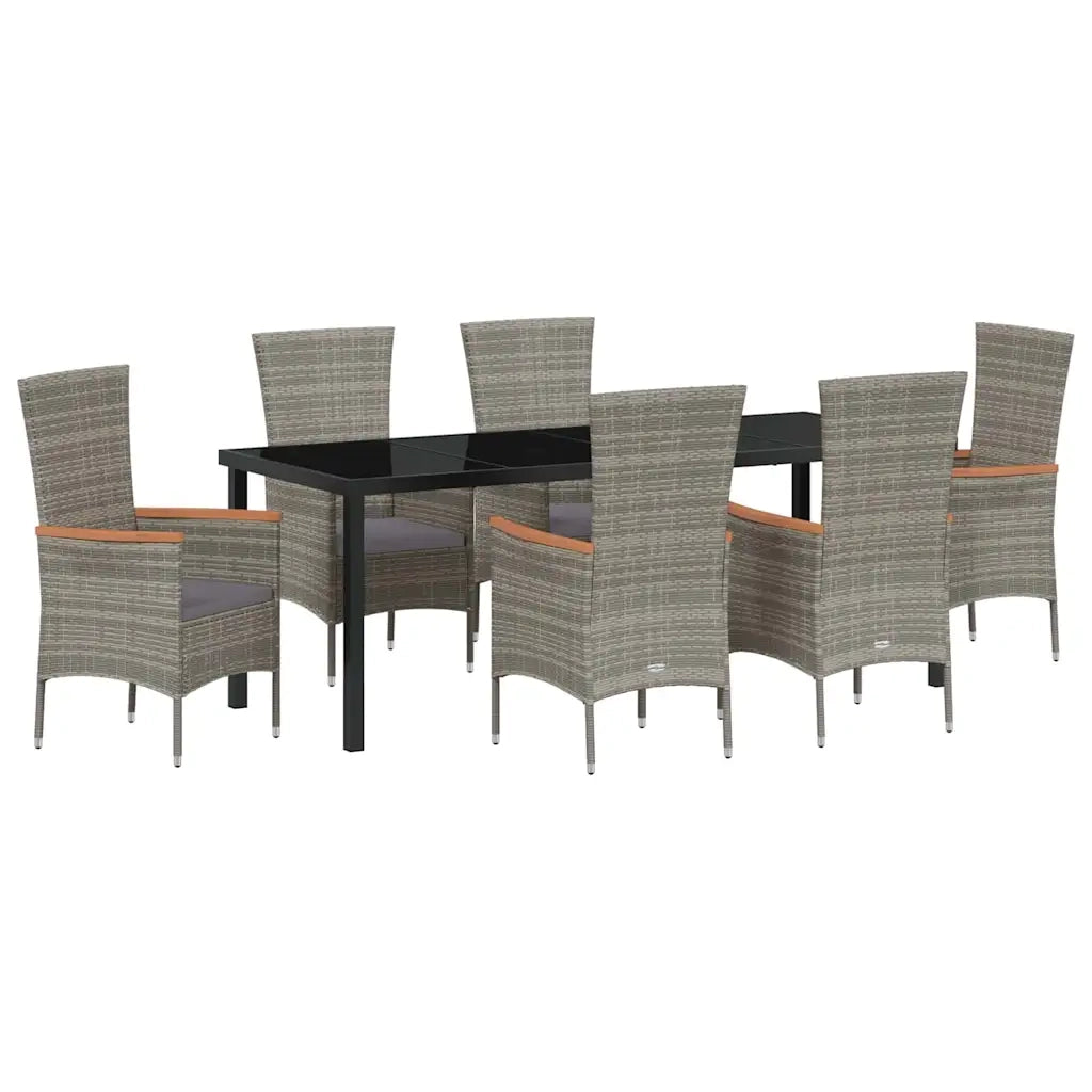Set da Pranzo per Giardino con cuscino 7 pcs Grigio 3379434