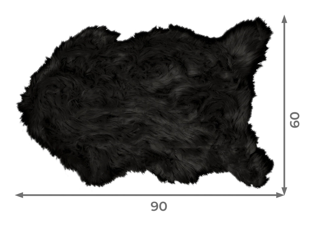 Tappeto Peloso In Pelliccia Ecologica Sagomato Modello Stoccolma Varie Misure - 60x90cm - Nero