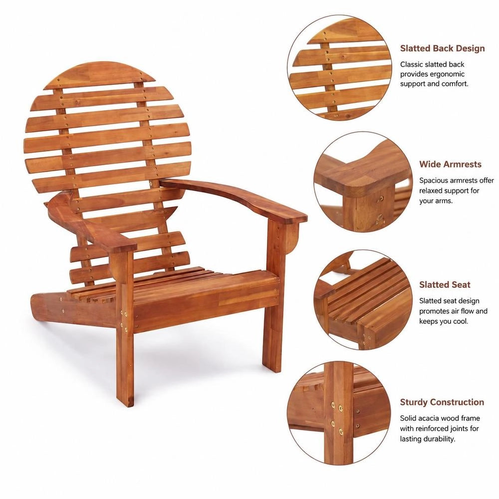 Adirondack Chair, Solid Acacia Wood